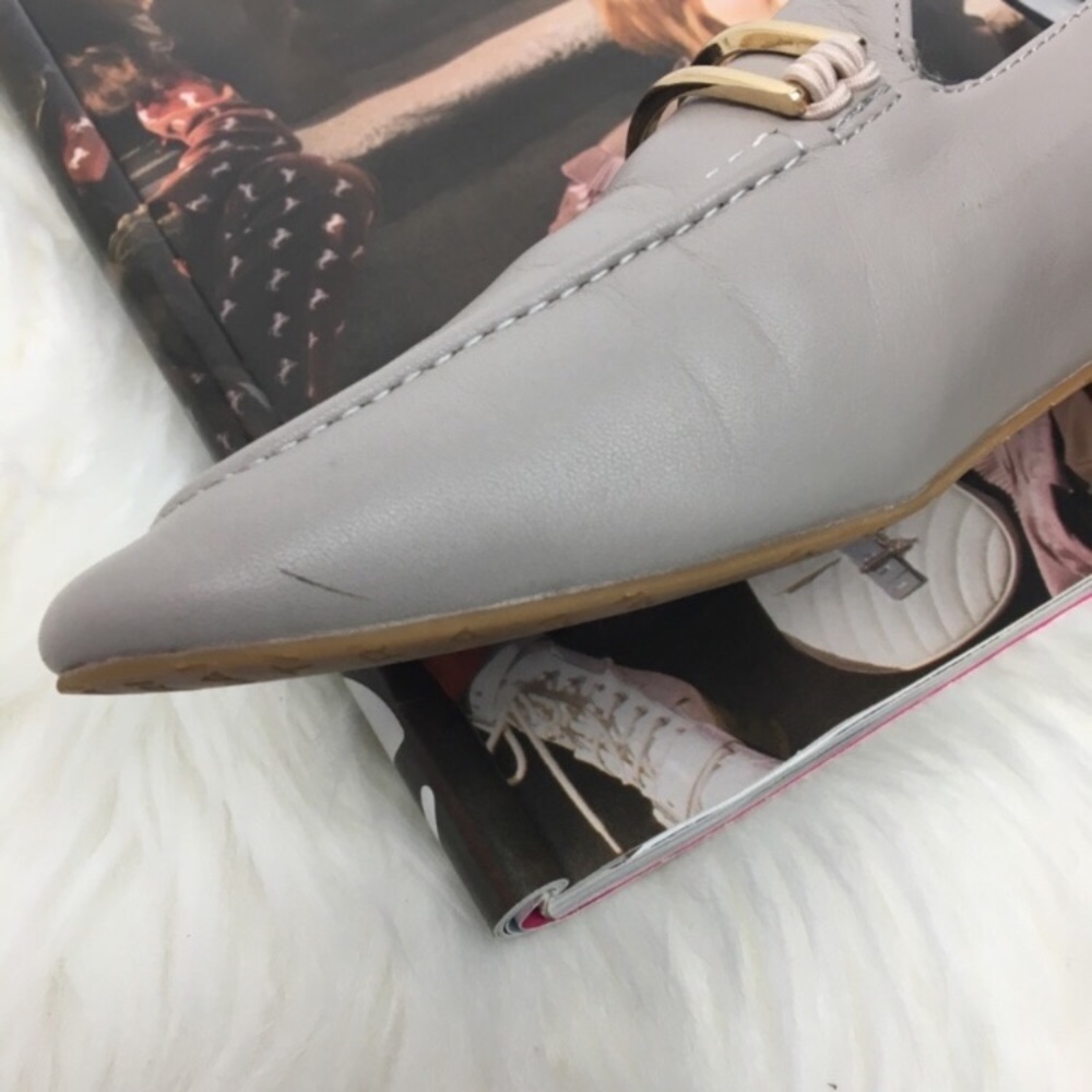 Tahari Salty Leather Gold Clamp Flat Loafers - Picture 6 of 8